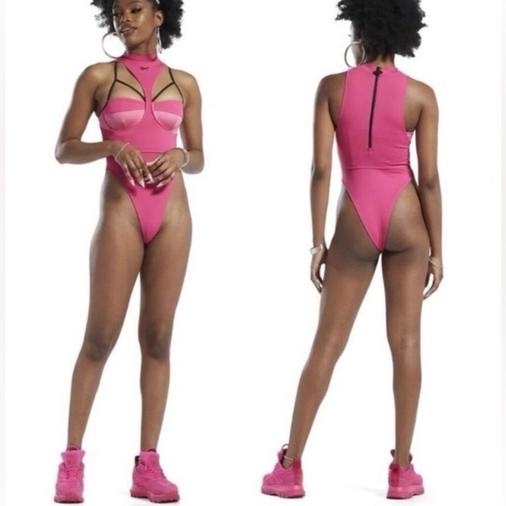 Rare Reebok Cardi B Reversable Pink Body Suit Size Small NWT